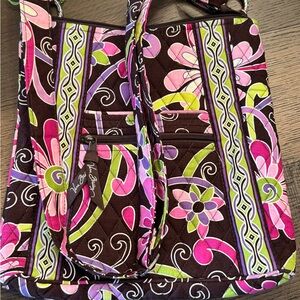 Vera Bradley Women's Crossbody Bag - Pink, Green, and Brown Floral - Never Used